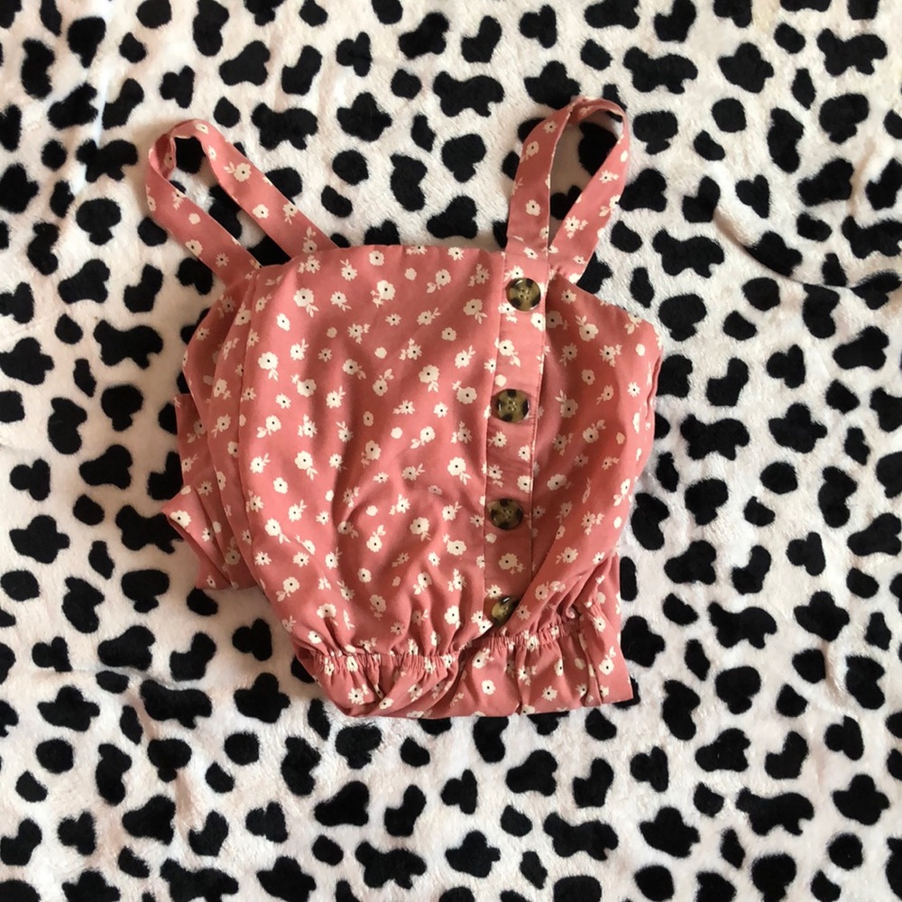 Jenna & Jessie pink  flower romper